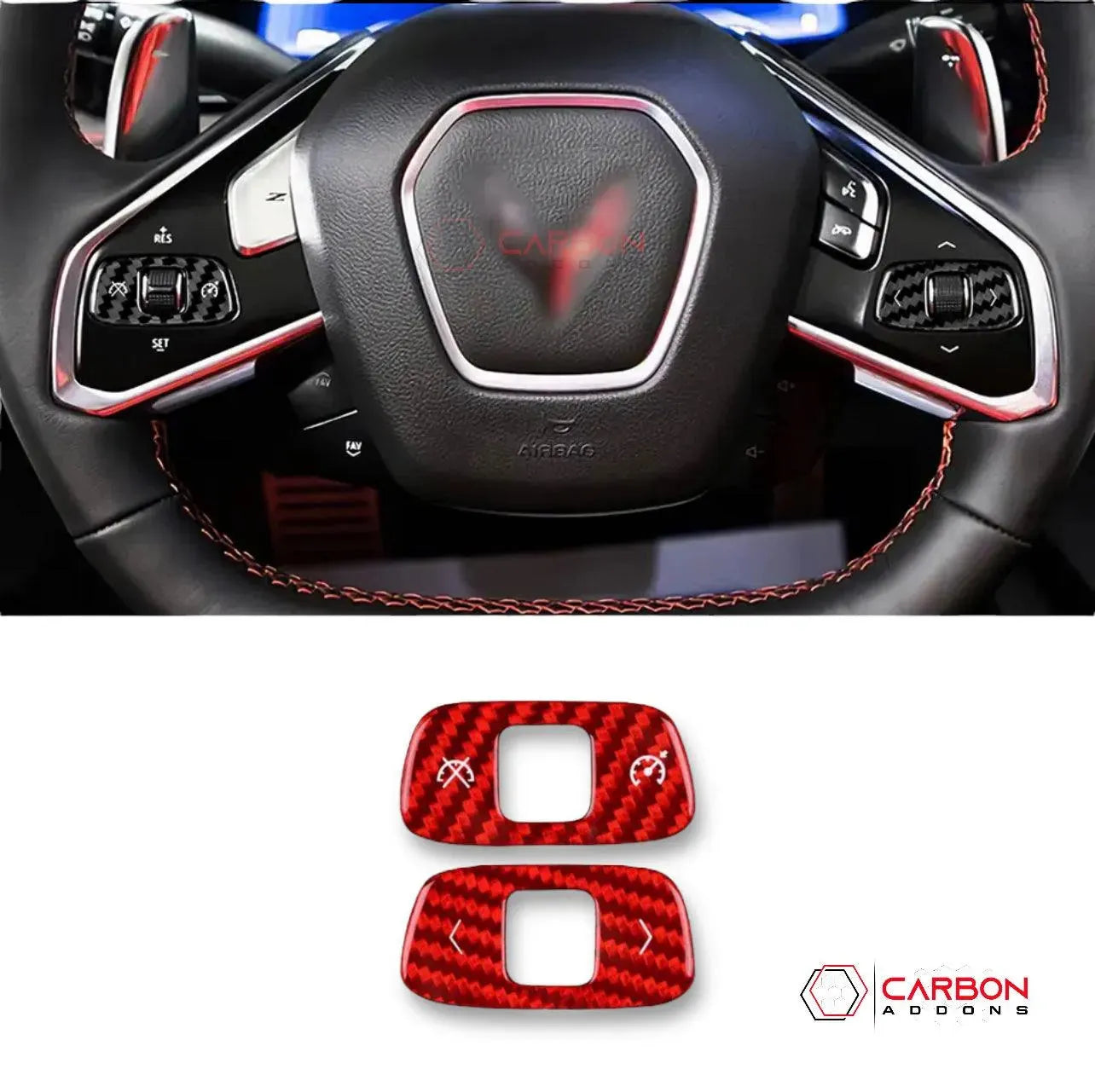C8 Corvette Carbon Fiber Steering Wheel Roller Control Trim Cover