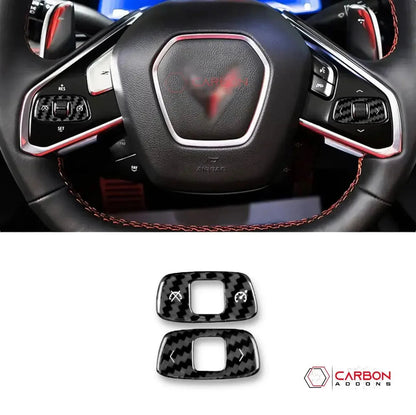 C8 Corvette Real Carbon Fiber Steering Wheel Roller Control Trim Covers | Interior Upgrade (2020–2027)