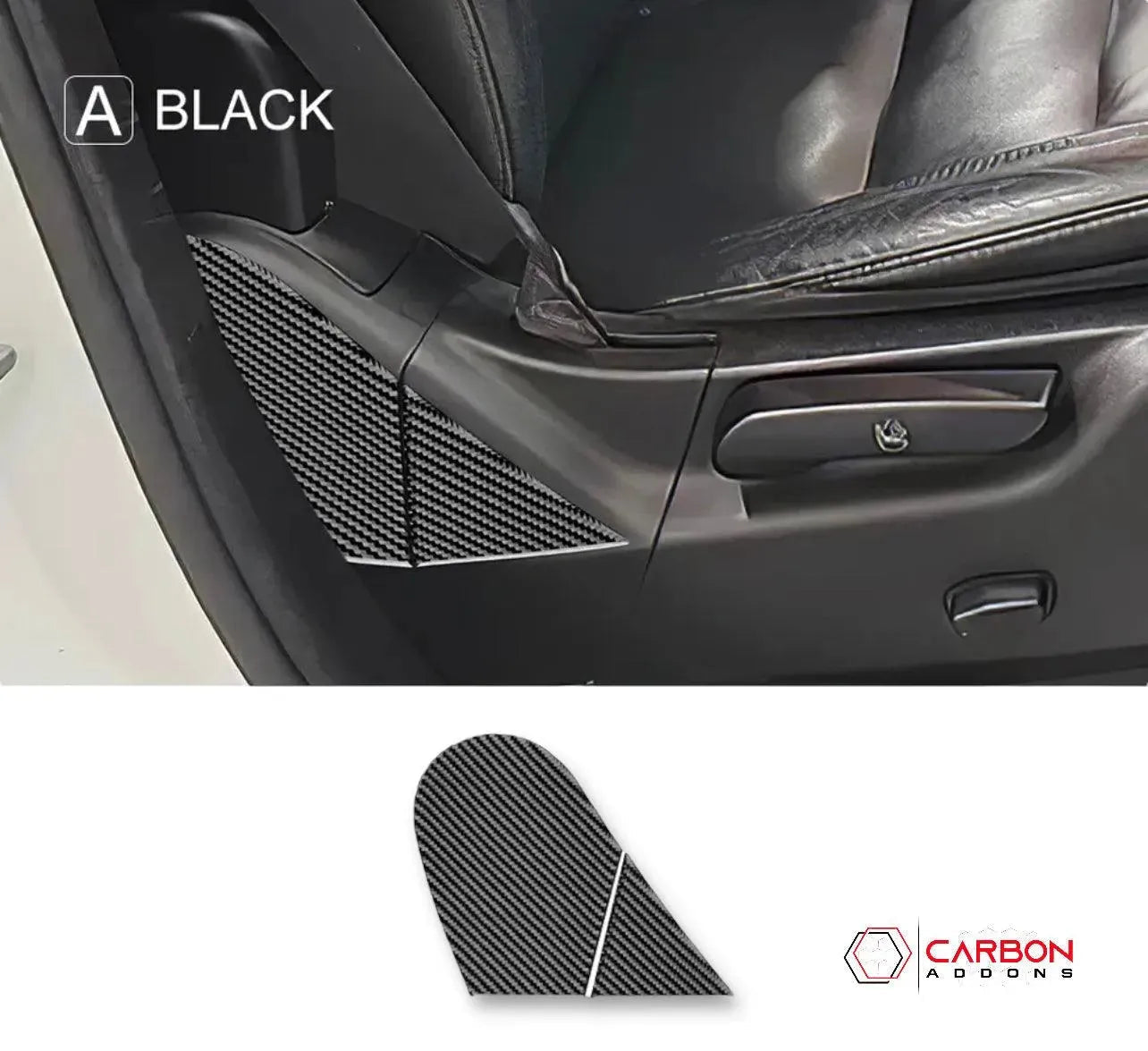 [2pcs] Carbon Fiber Front Driver & Passenger Seat Base Trim Overlay for 2011-2020 Dodge Durango