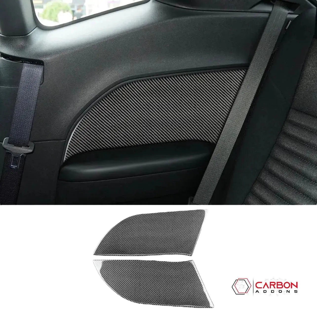 [2pcs] Carbon Fiber Rear Seat Arm Rest Panel Overlay for Dodge Challenger 2015-2023