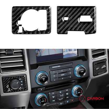 [2pcs] Real Carbon Dash Center AC Vent Control Trim Overlay | 2015-2020 F150