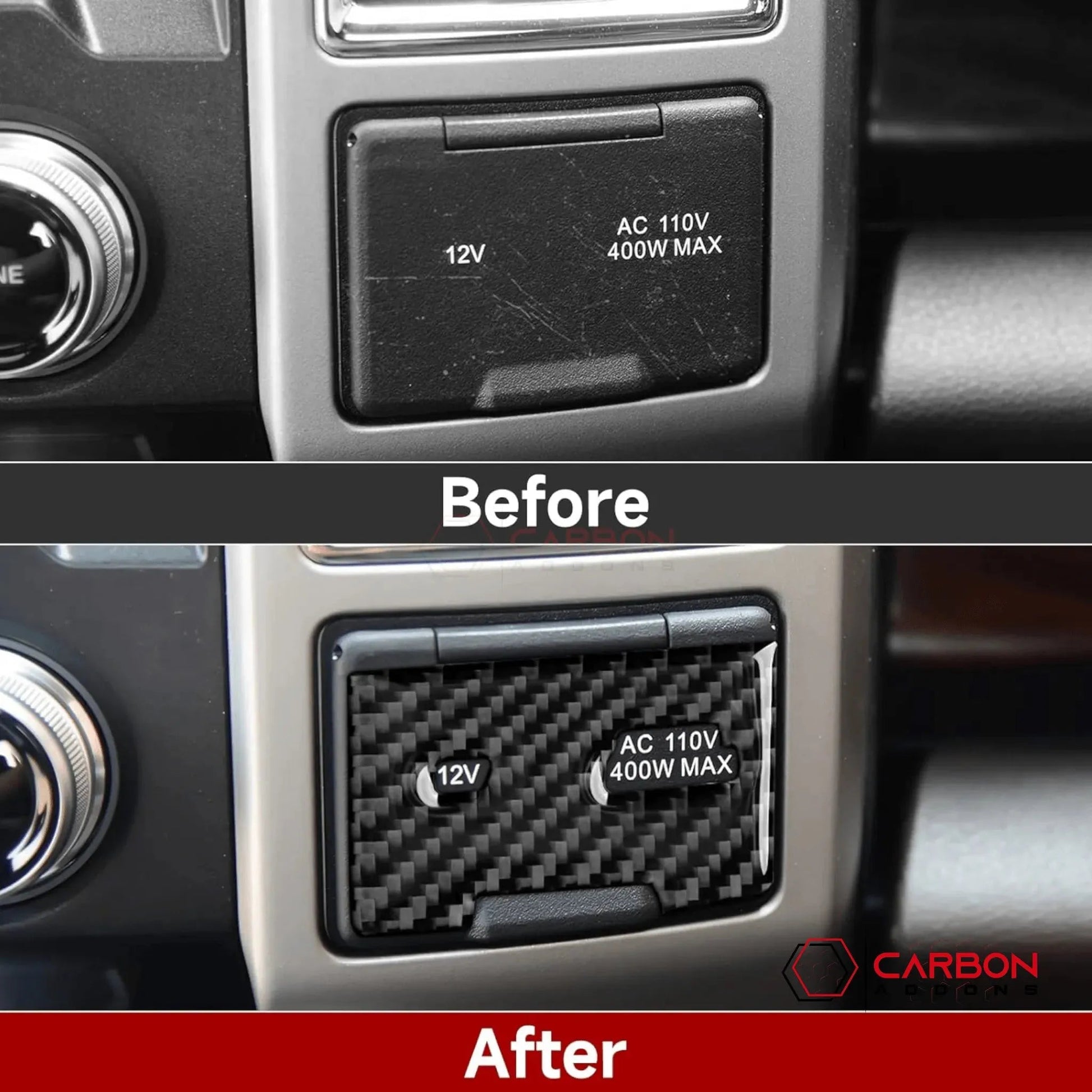 [2pcs] Real Carbon Dash Center AC Vent Control Trim Overlay | 2015-2020 F150
