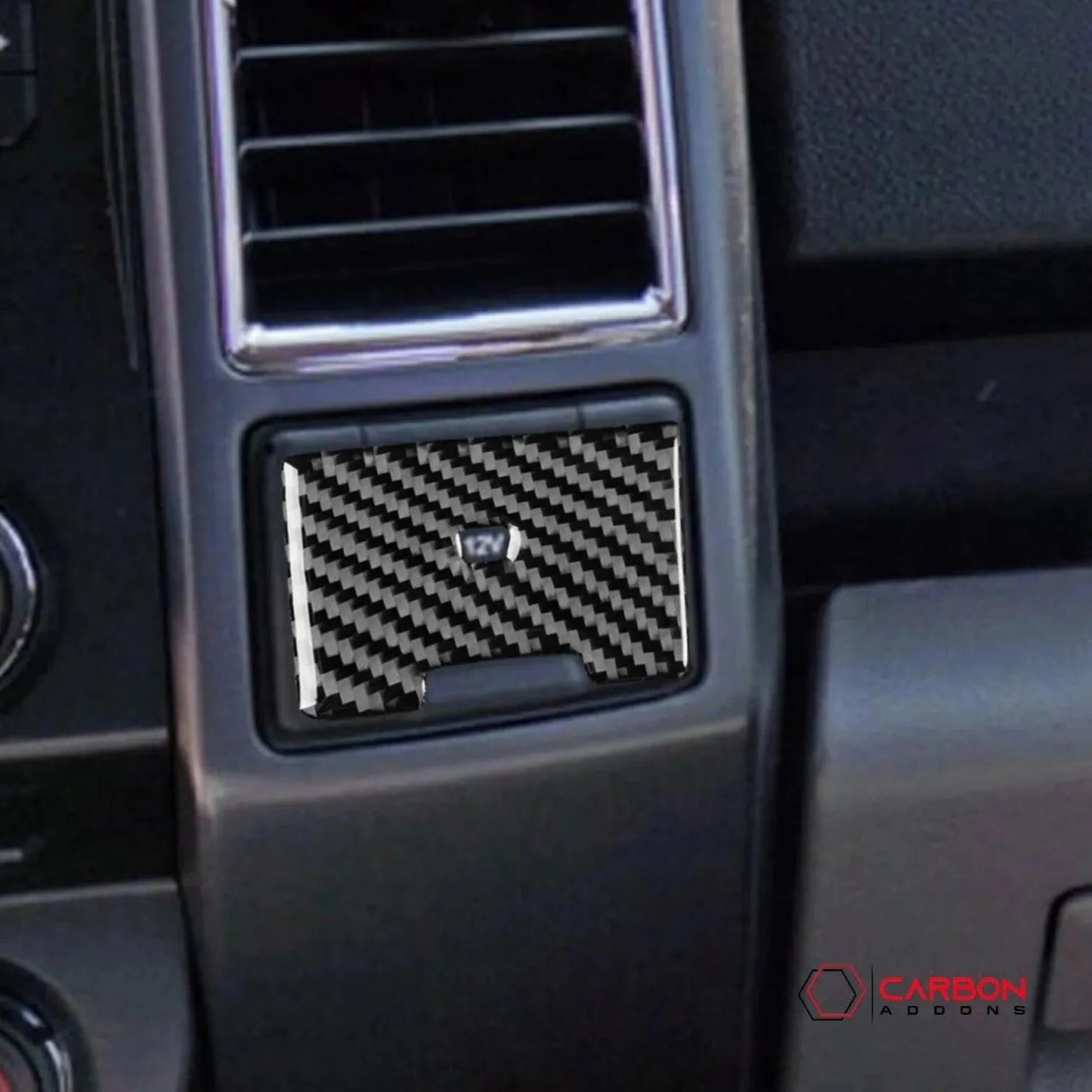 [2pcs] Real Carbon Dash Center AC Vent Control Trim Overlay | 2015-2020 F150