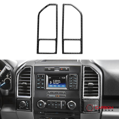 [2pcs] Real Carbon Dash Center AC Vent Trim Overlay | 2015-2020 F150