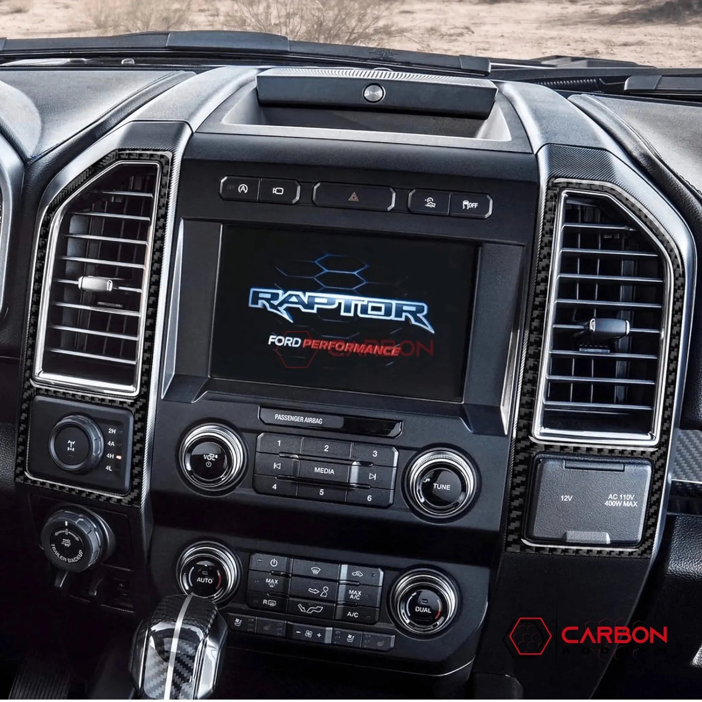 [2pcs] Real Carbon Dash Center AC Vent Trim Overlay | 2015-2020 F150