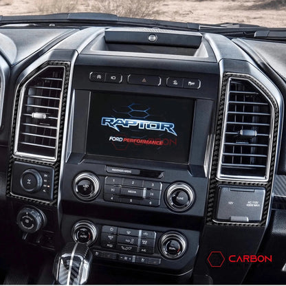 [2pcs] Real Carbon Dash Center AC Vent Trim Overlay | 2015-2020 F150