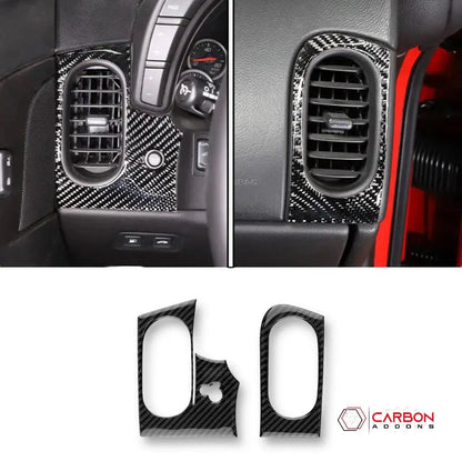 [2pcs] Real Carbon Fiber AC vents & Headlight Control Trim Overlay | C6 2005-2013 Corvette