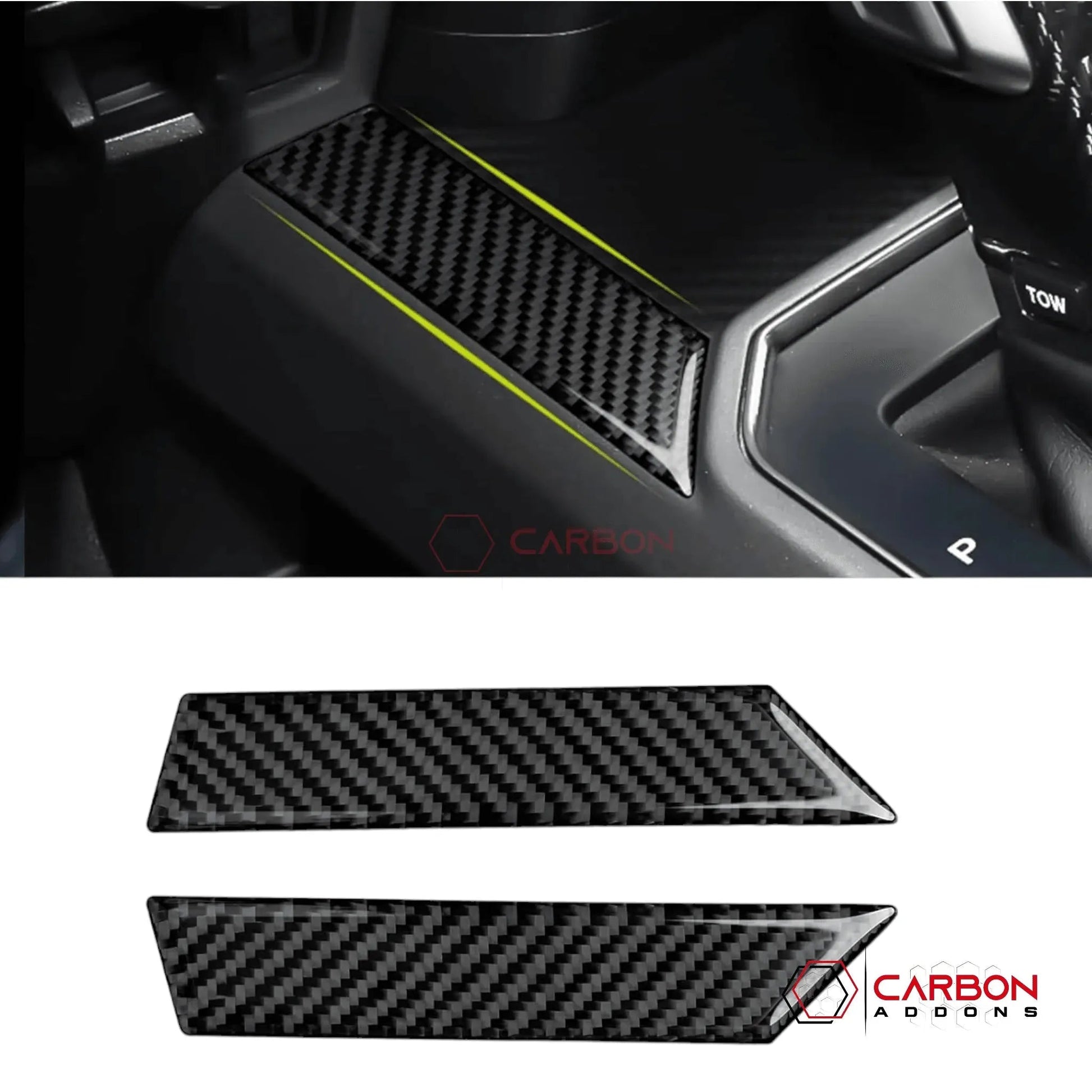 [2pcs] Real Carbon Fiber Center Console Storage Trim Compartment Trim Overlay | 2015-2020 F150