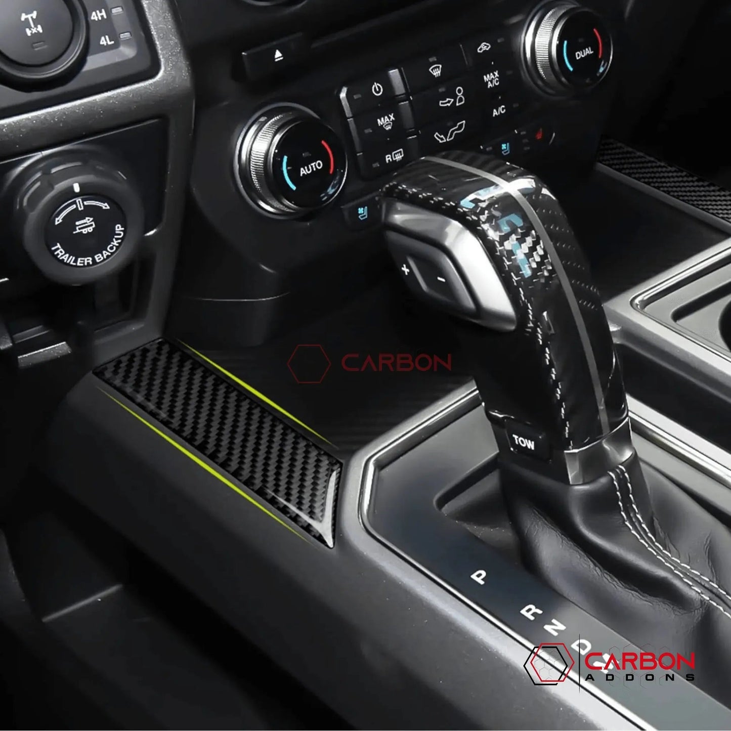 [2pcs] Real Carbon Fiber Center Console Storage Trim Compartment Trim Overlay | 2015-2020 F150