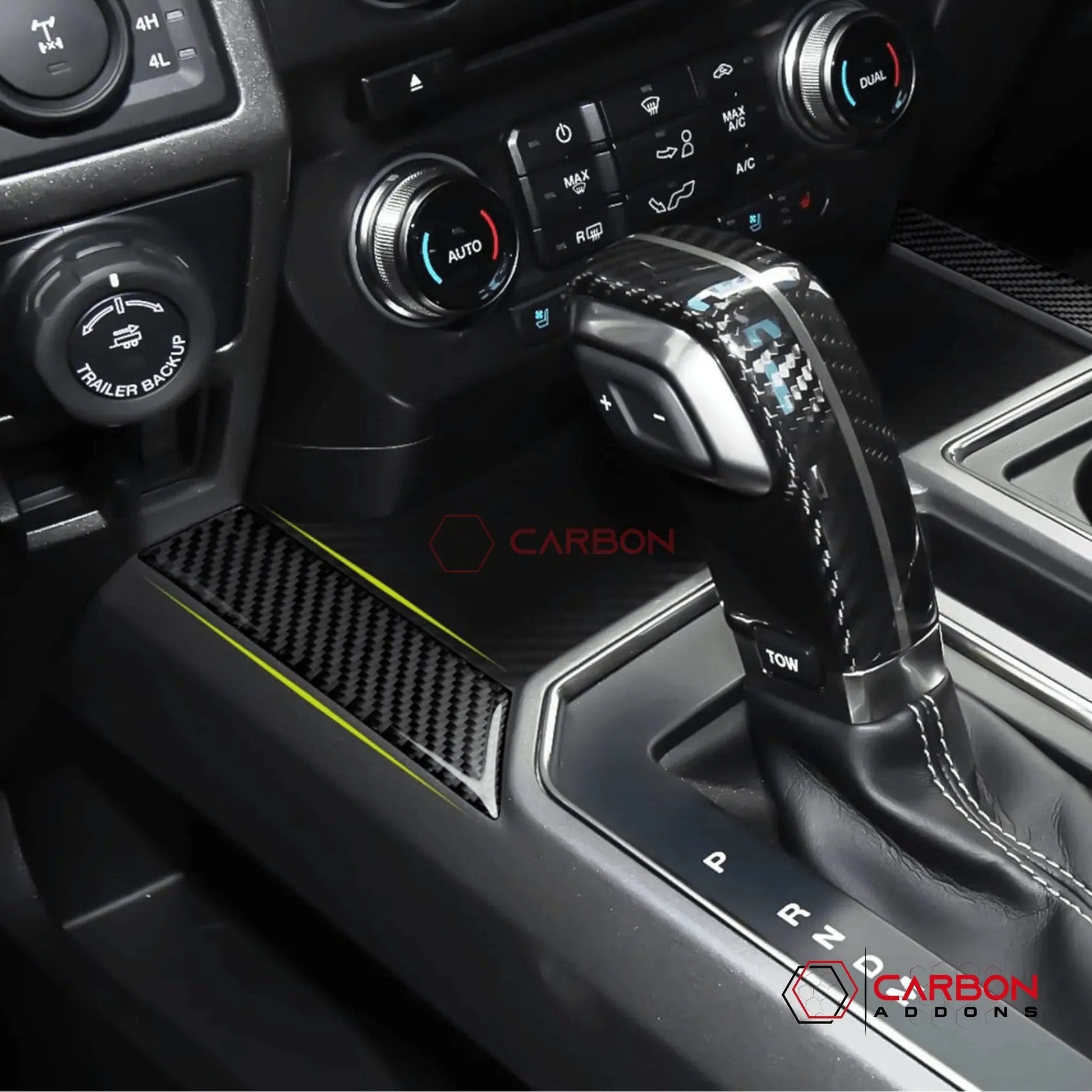 [2pcs] Real Carbon Fiber Center Console Storage Trim Compartment Trim Overlay | 2015-2020 F150
