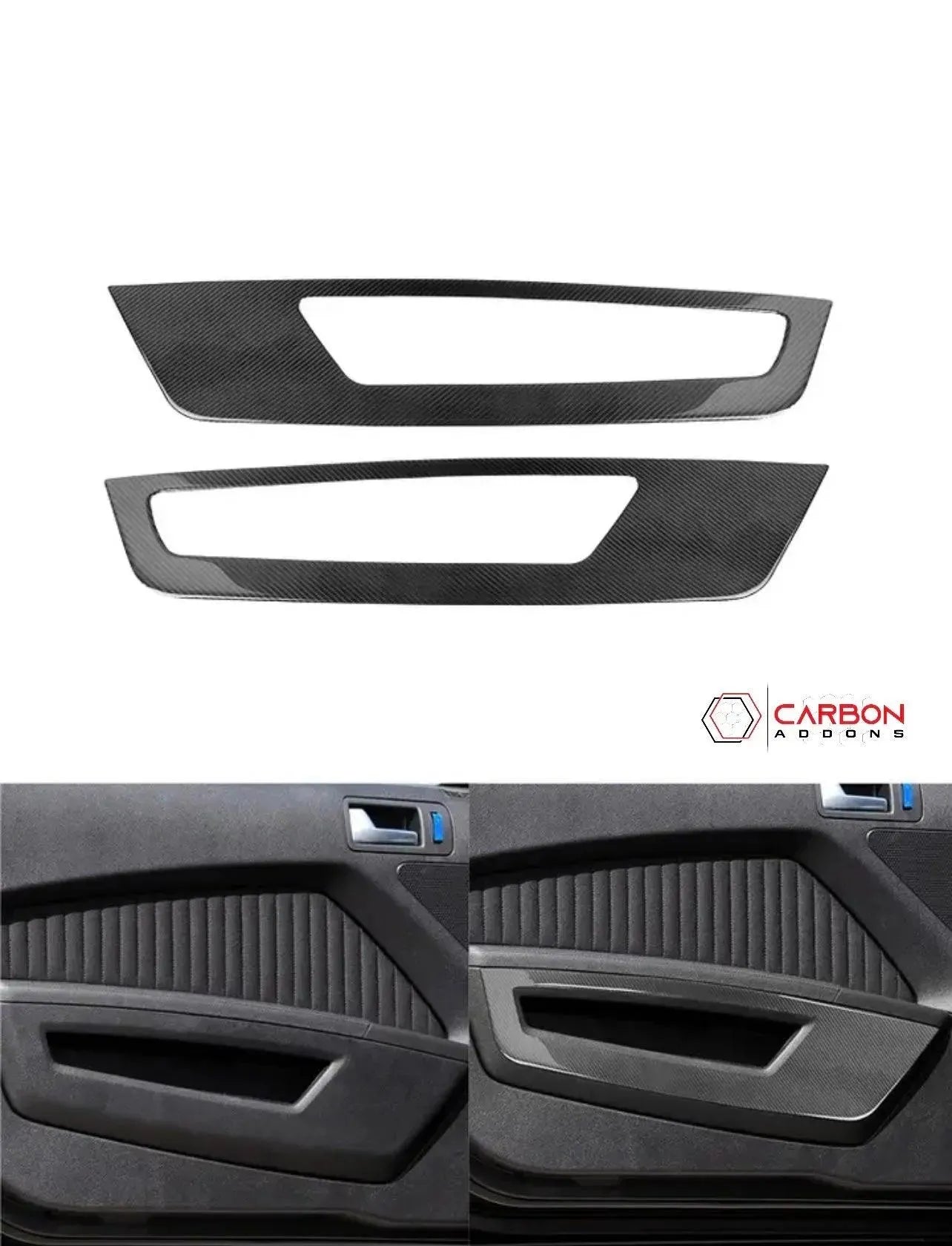 [2pcs] Real Carbon Fiber Front Door Panel Trim Overlay For Mustang 2010-2014