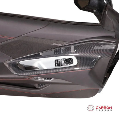 C8 Corvette Real Carbon Fiber Window Switch Outer Trim Panel Frame Covers | Interior Upgrade (2020–2025)