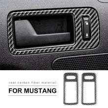 2pcs Set Carbon Fiber Interior Door Handle Trim Overlay For Mustang 2010-2014