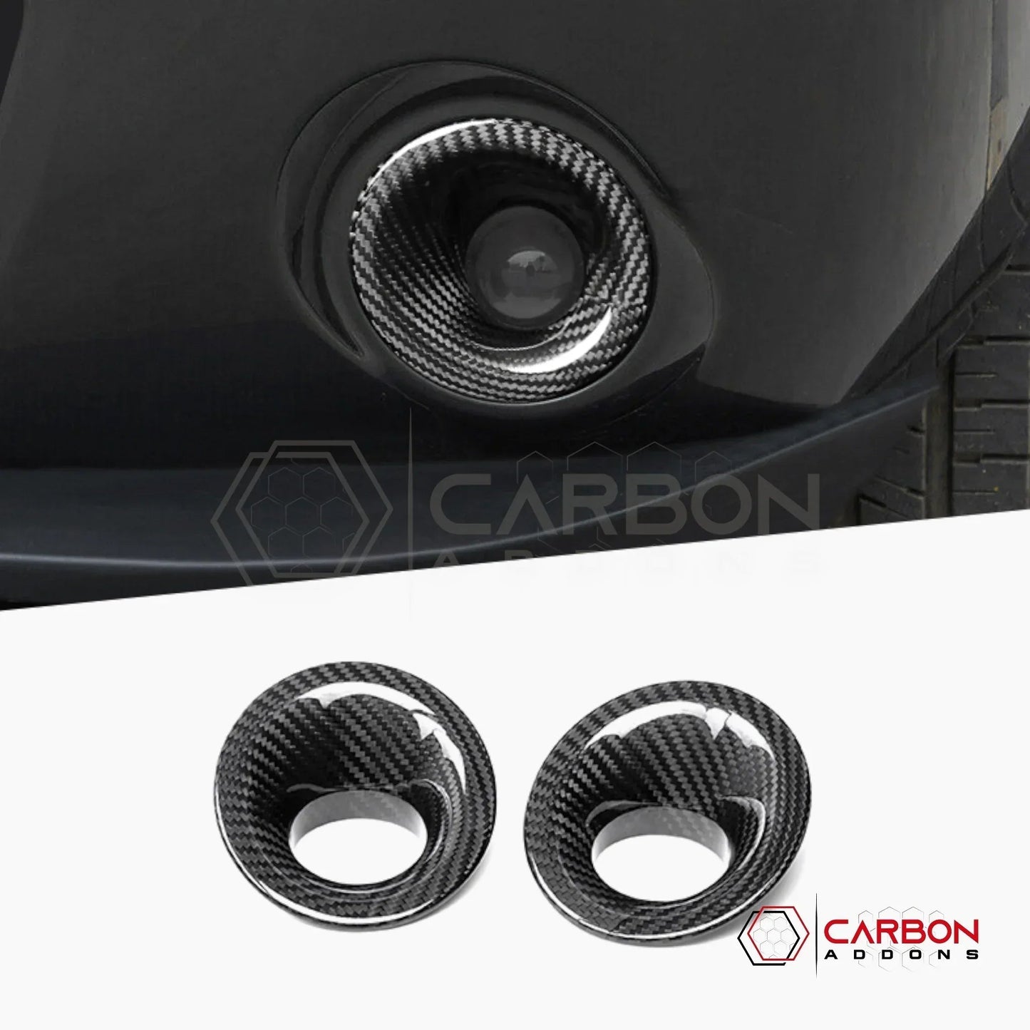 2015-2023 Dodge Challenger Fog Light Trim Real Carbon Fiber Covers