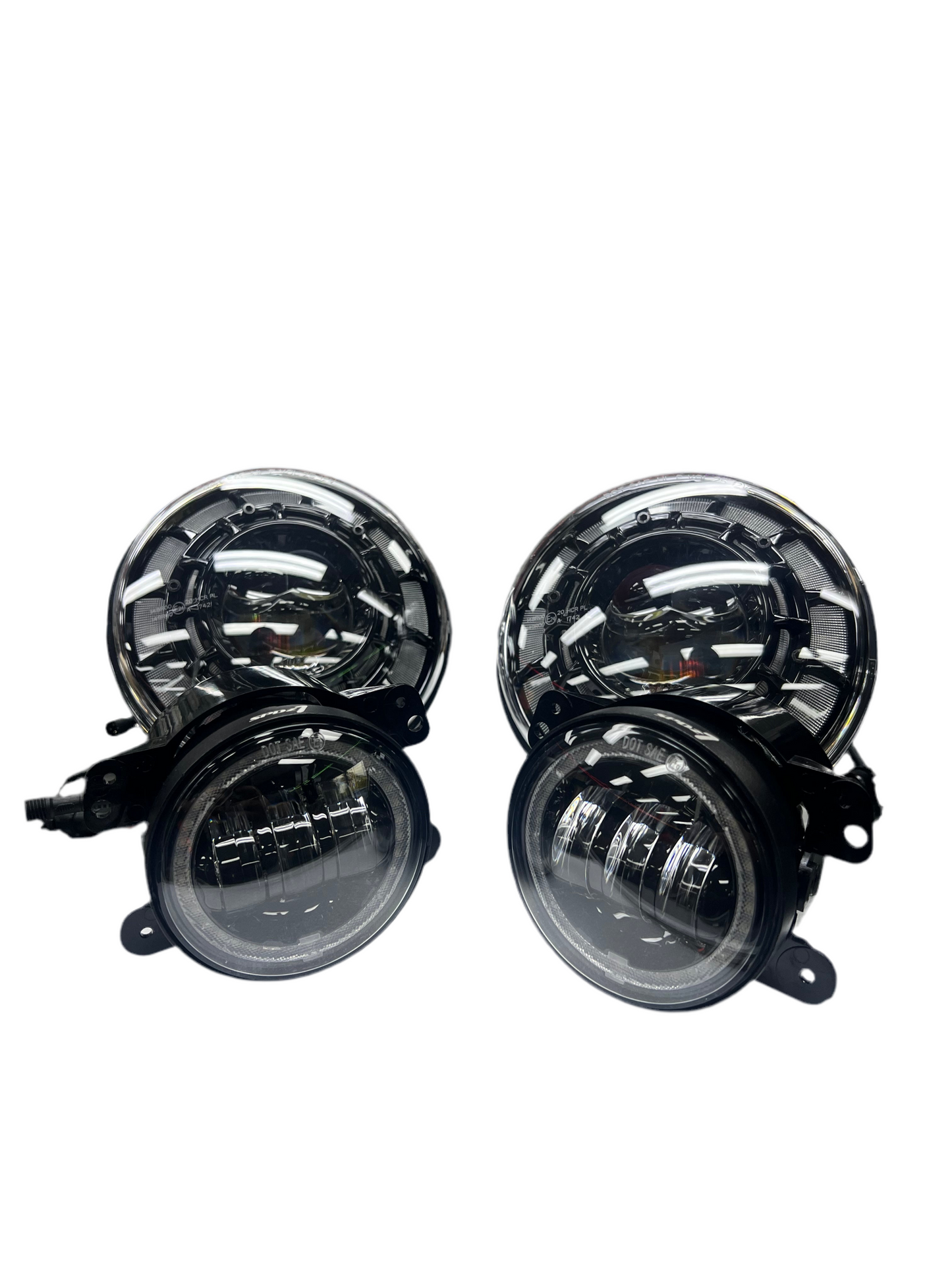SPDZ1 Oculus 7” RGB LED Headlights with LED RGB Fog Light Kit – App Controlled Multi-Mode Halo (Pre-Order)