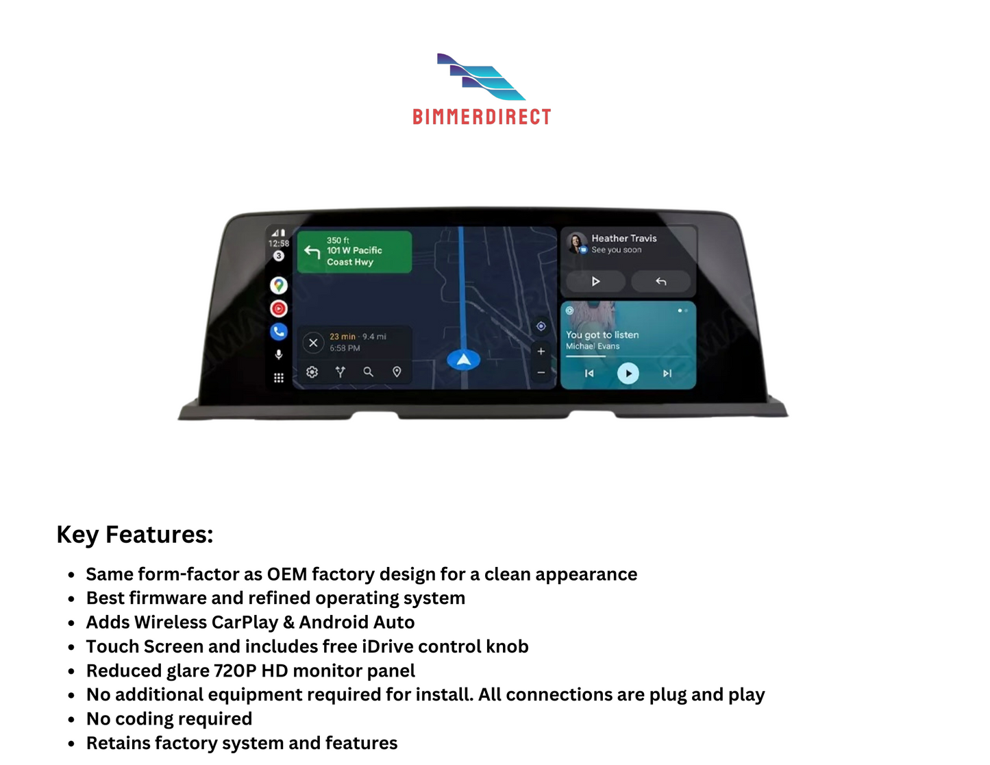 BMW F06, F12, F13 (6-Series) CarPlay / Android Auto