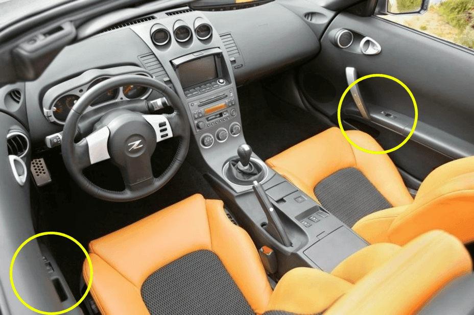 ZSPEC 350z Z33 Interior Door Window Switch Finisher Set, LHD '06-09, Carbon-Weave Style