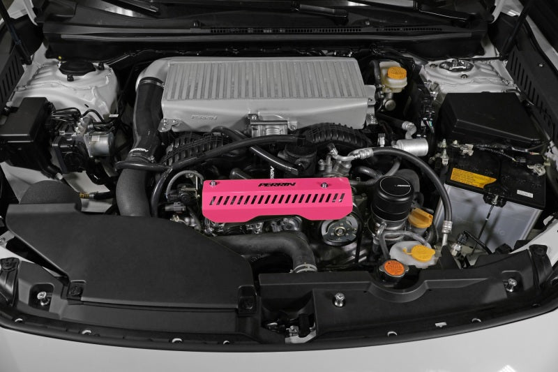 Perrin [22-25 WRX] Pulley Cover | Short Version - Works w/AOS System - Hyper Pink | PSP-ENG-154HP