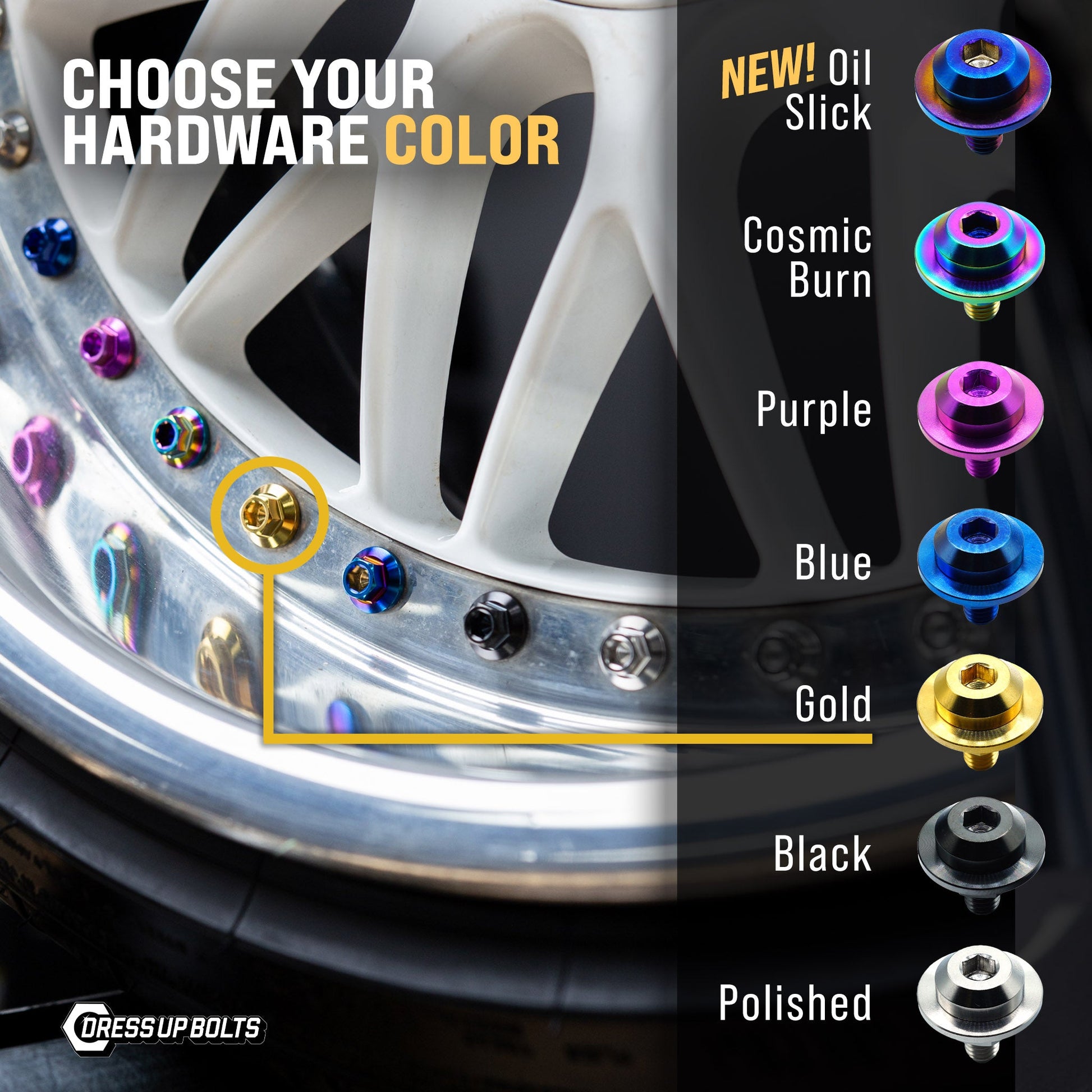 Dress Up Bolts Titanium Three Piece Wheel Bolts - M8 x 32mm