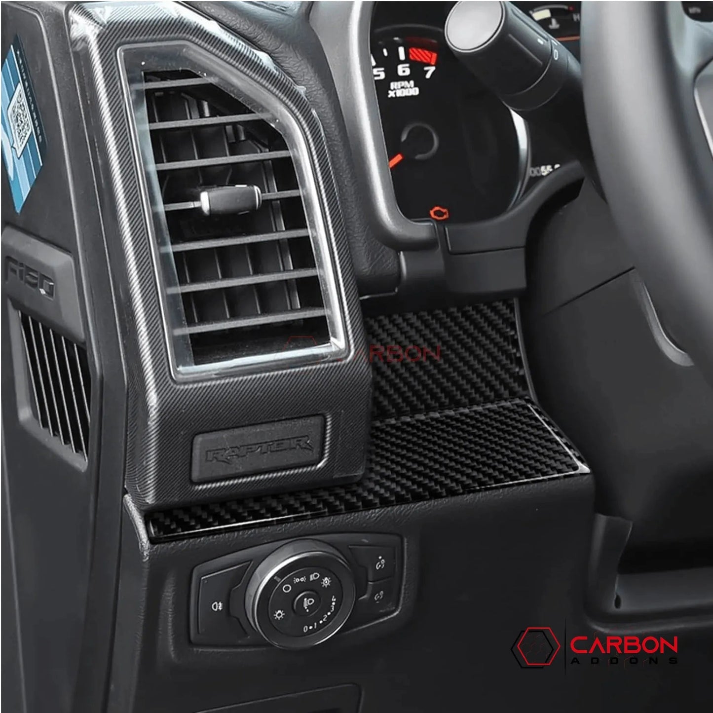 [3pcs] Real Carbon Fiber Dashboard Trim Overlay | 2015-2020 F150