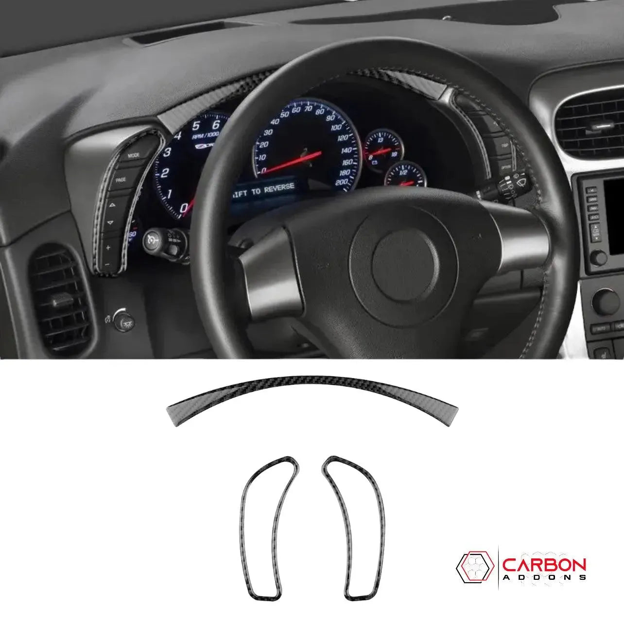 [3pcs] Real Carbon Fiber Gauge Cluster Surround Trim Overlay | C6 2005-2013 Corvette