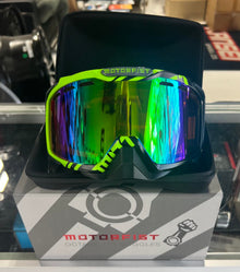 MOTORFIST OCTANE 110 GOGGLE - HI-VIS - GREEN MIRRORED TANGERINE