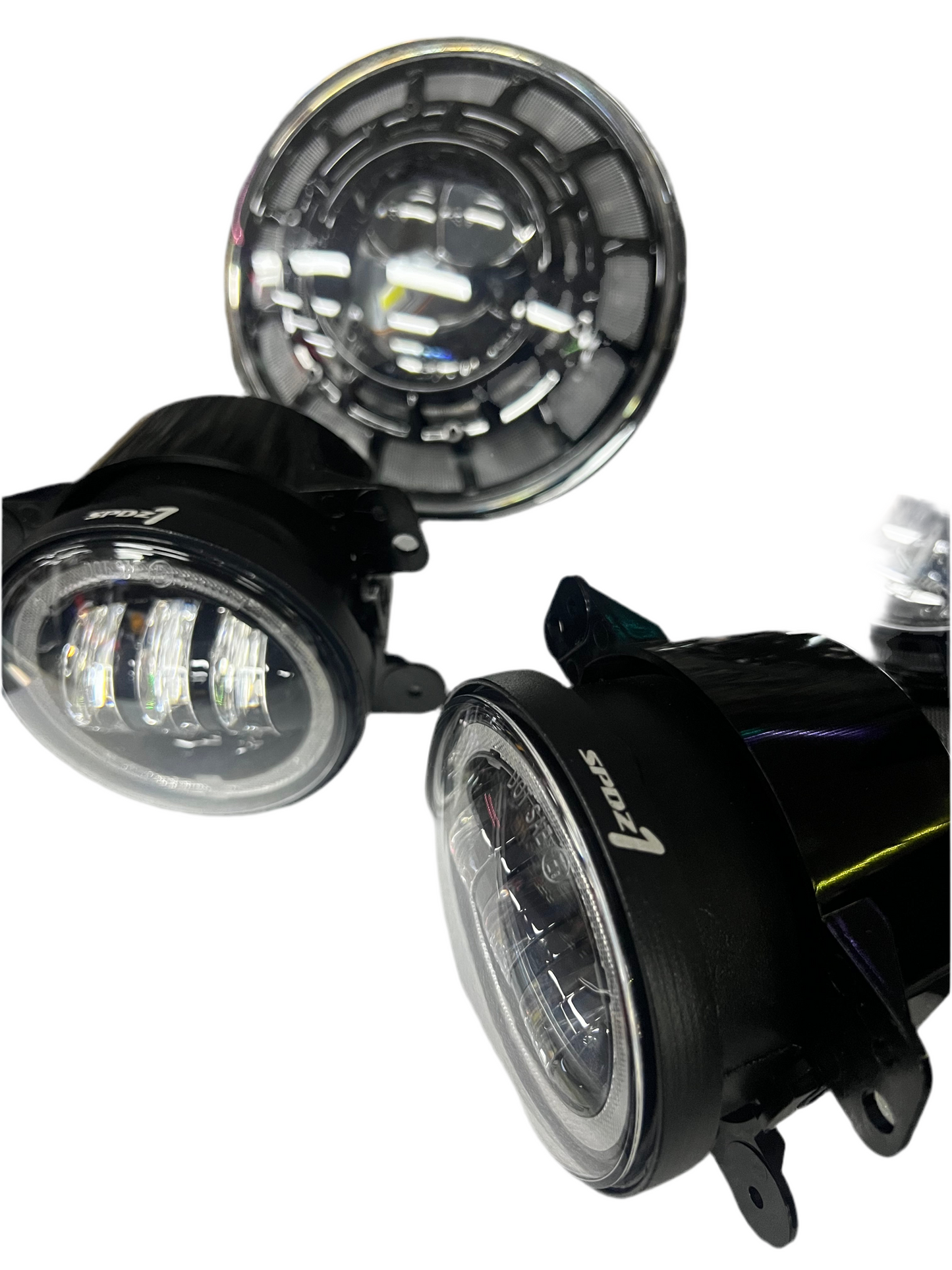 SPDZ1 Oculus 7” RGB LED Headlights with LED RGB Fog Light Kit – App Controlled Multi-Mode Halo (Pre-Order)