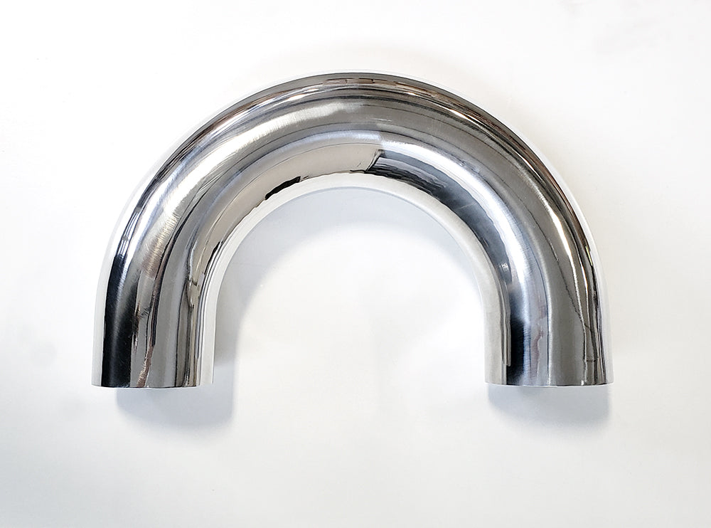 4.000" OD 14ga 180° Mandrel Bend - Polished OD - 6061 Aluminum - (6.000" CLR / 4.000" Legs)