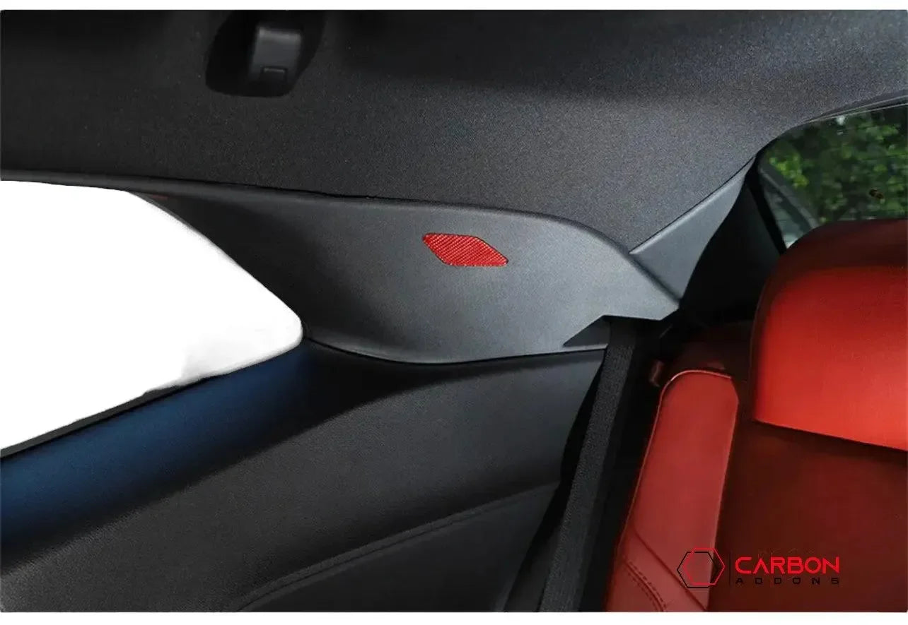  Carbon Fiber Interior Rear Seat Side Trim Overlay for Dodge Challenger 2015-2023
