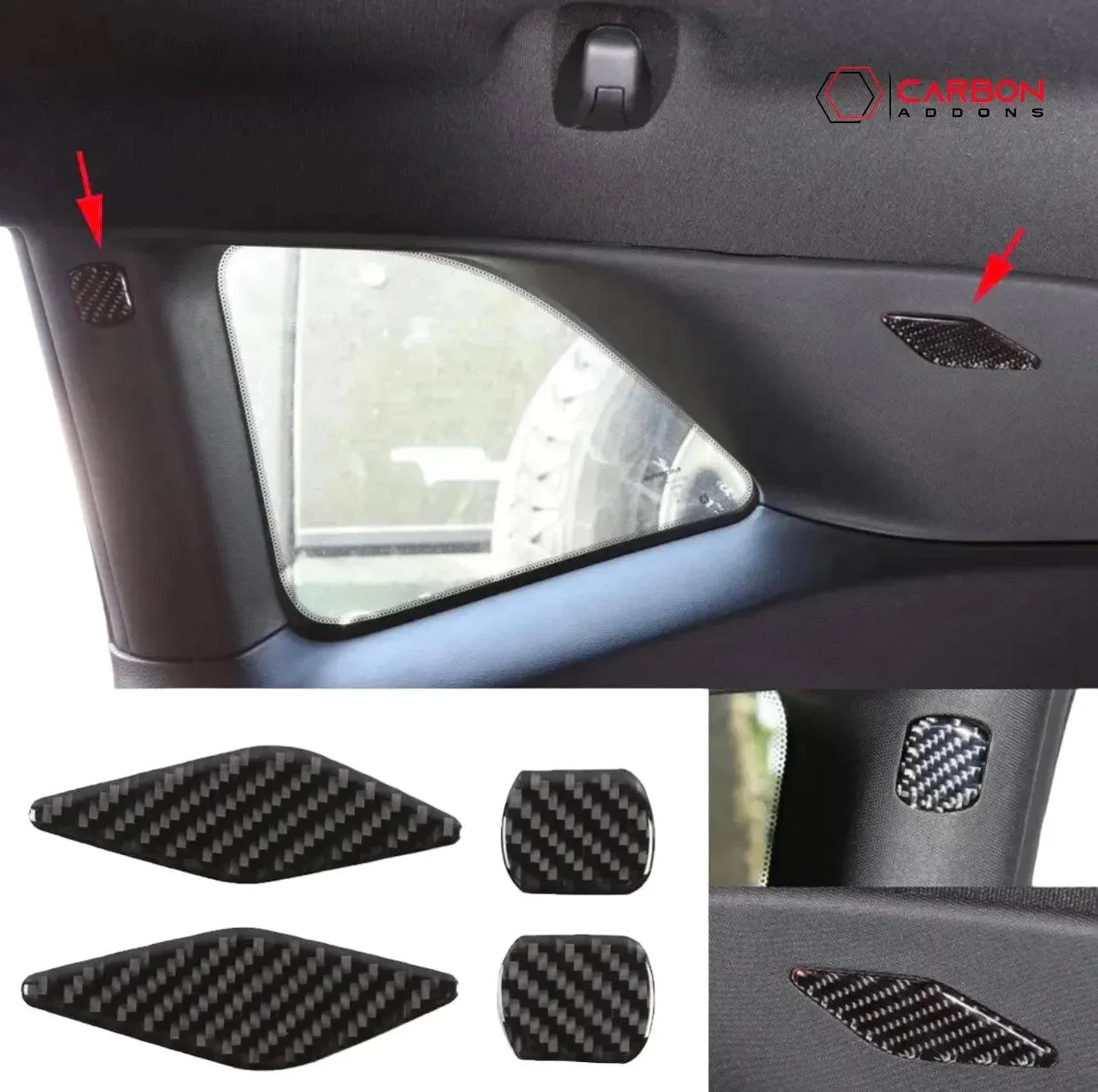  Carbon Fiber Interior Rear Seat Side Trim Overlay for Dodge Challenger 2015-2023