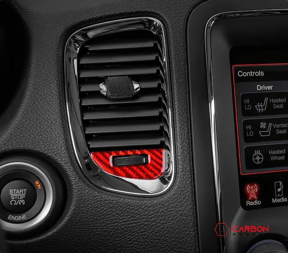 [4pcs] Real Carbon Fiber Dash AC Vent Control Trim Overlay for 2011-2020 Dodge Durango