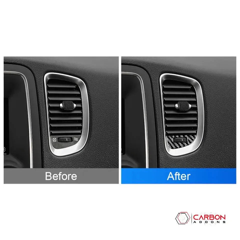 [4pcs] Real Carbon Fiber Dash AC Vent Control Trim Overlay for 2011-2020 Dodge Durango