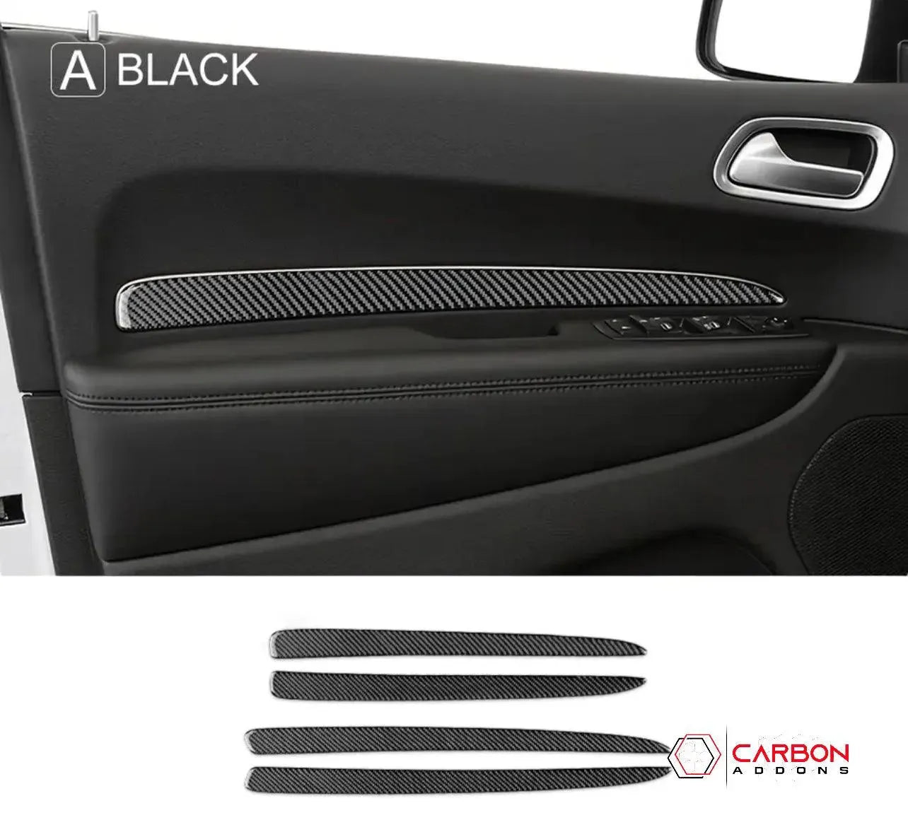 [4pcs] Real Carbon Fiber Door Panel Trim Overlay for 2011-2022 Dodge Durango