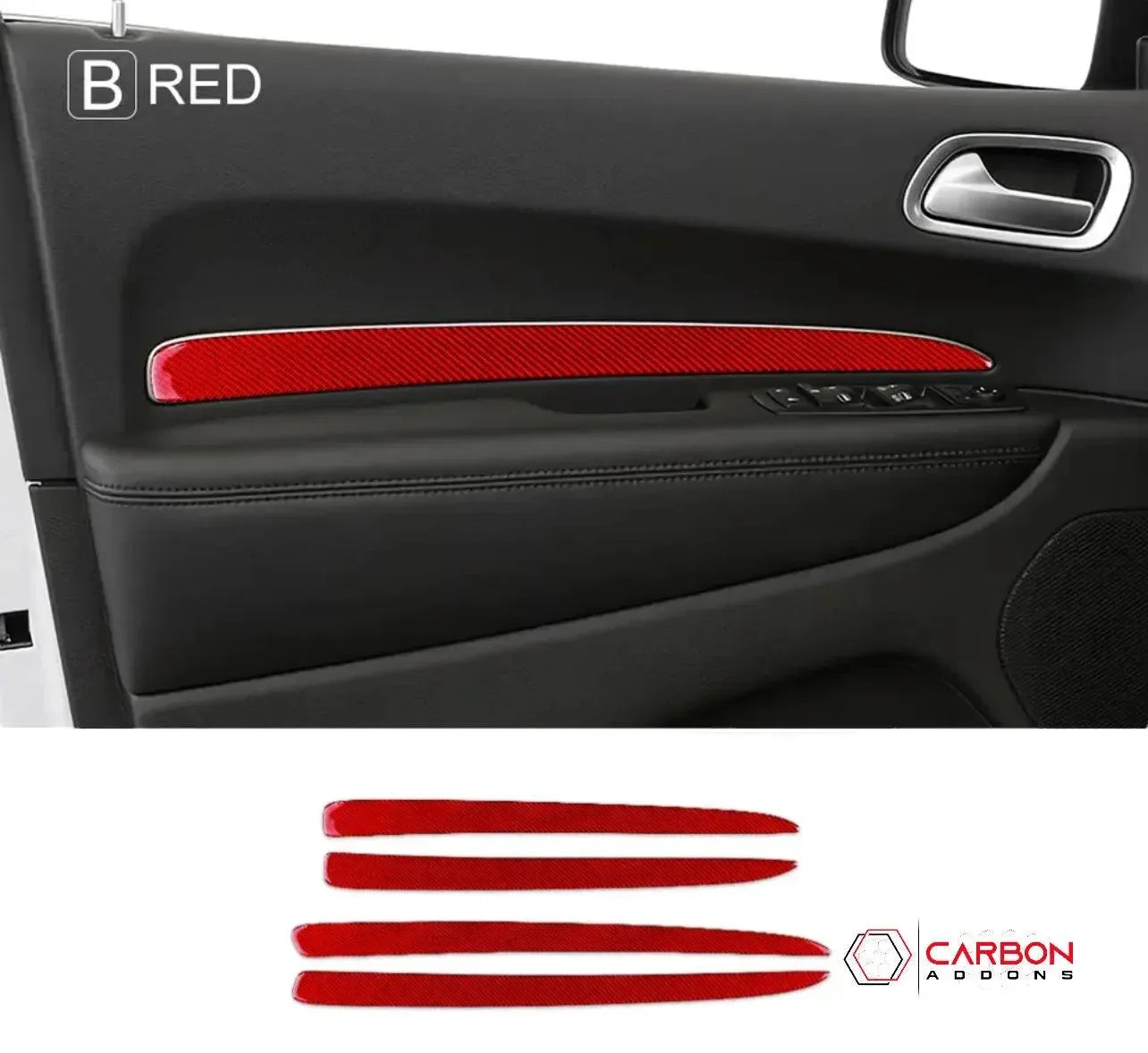 [4pcs] Real Carbon Fiber Door Panel Trim Overlay for 2011+ Dodge Durango