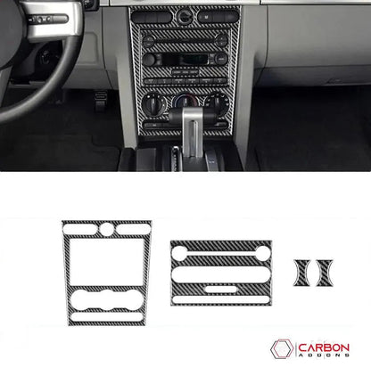 [4pcs] Real Carbon Fiber Infotainment Radio Trim Overlay | Mustang 2005-2009