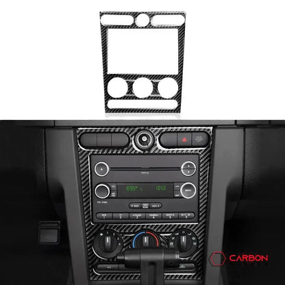 [4pcs] Real Carbon Fiber Infotainment Radio Trim Overlay | Mustang 2005-2009