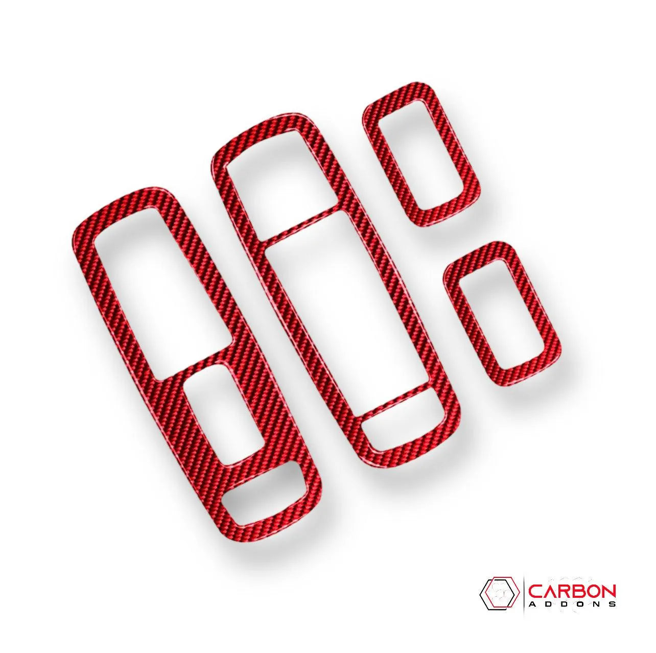 [4pcs] Real Carbon Fiber Window Switch Trim Overlay for 2011-2023 Dodge Durango