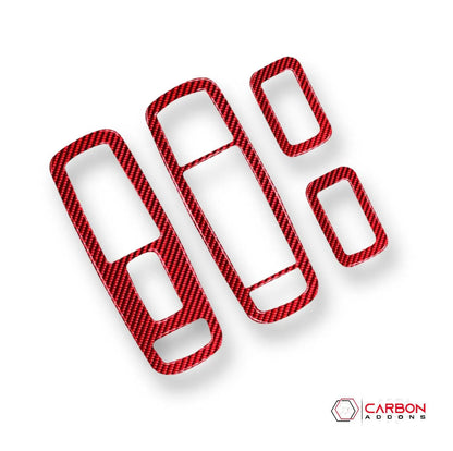 [4pcs] Real Carbon Fiber Window Switch Trim Overlay for 2011-2023 Dodge Durango