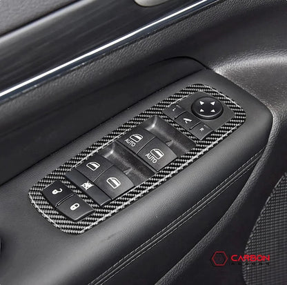 [4pcs] Real Carbon Fiber Window Switch Trim Overlay for 2011+ Dodge Durango