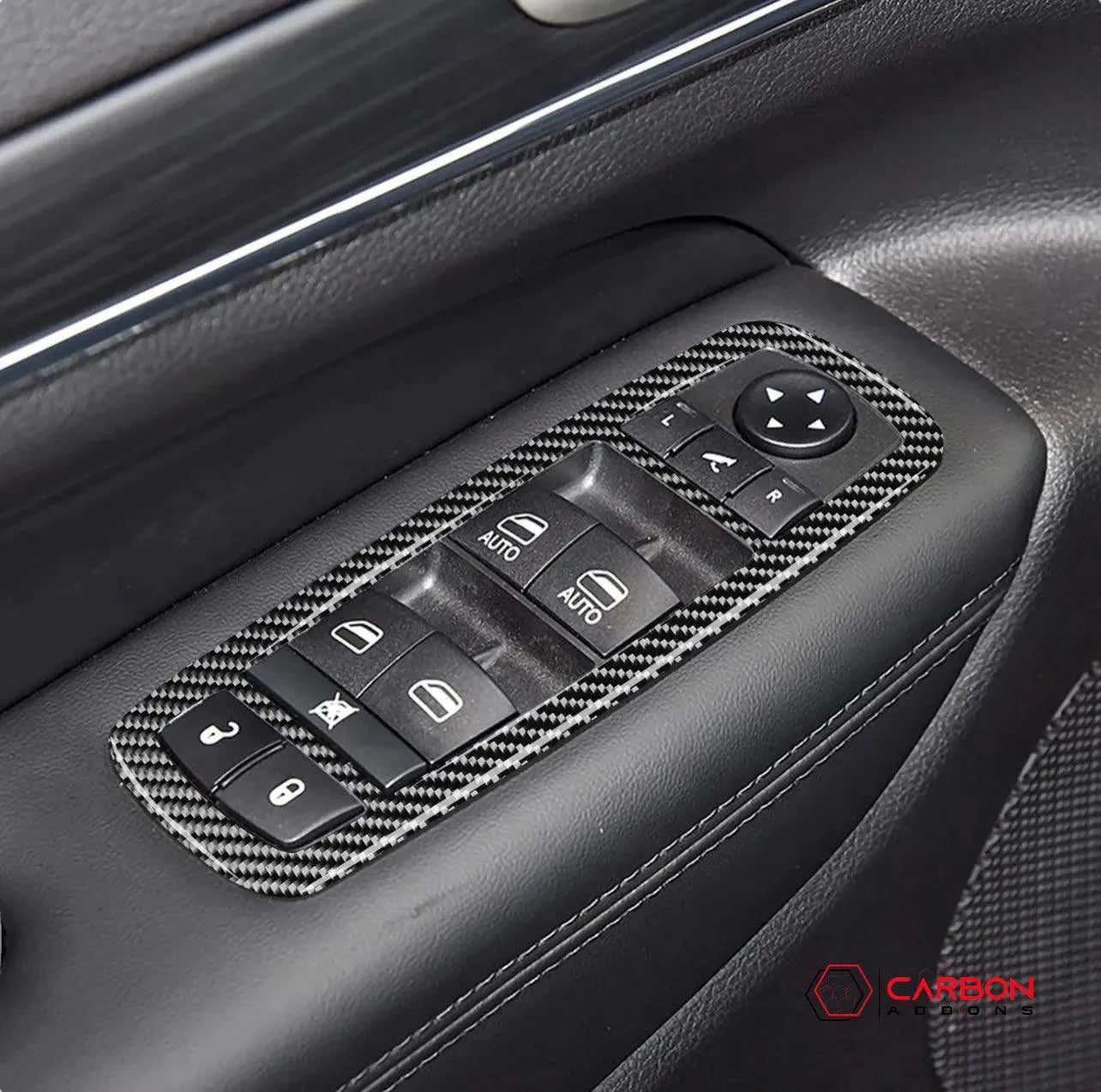 [4pcs] Real Carbon Fiber Window Switch Trim Overlay for 2011-2023 Dodge Durango