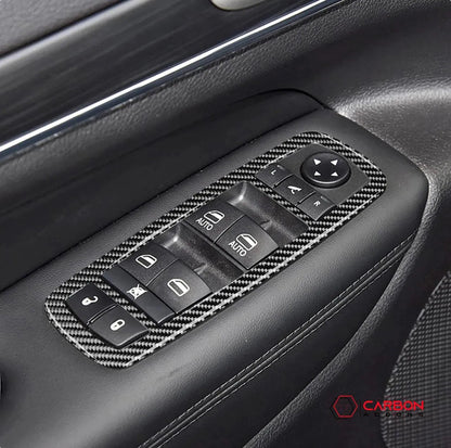 [4pcs] Real Carbon Fiber Window Switch Trim Overlay for 2011-2023 Dodge Durango