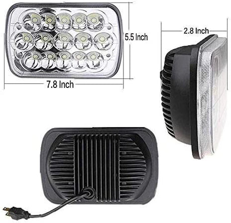 Black Pair 45w 7x6 5x7 6052 6054 H5054 H6054 Hilow Sealed Beam LED Headlights Replacement For Chevy Express Cargo Van 1500