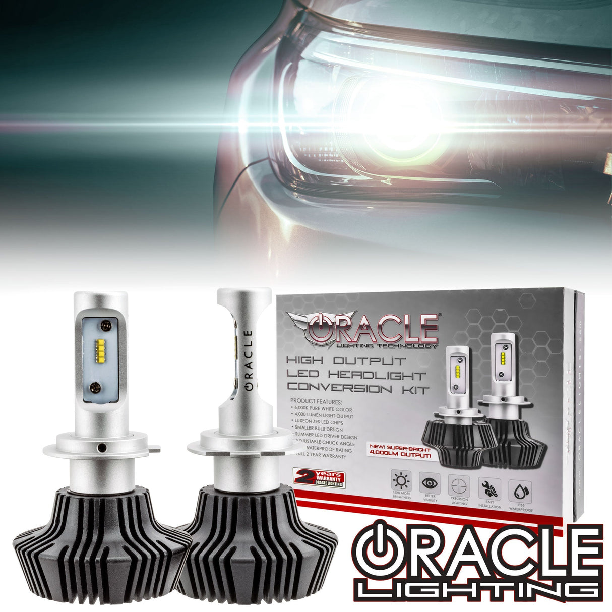 ORACLE Lighting H7 - 4,000+ Lumen LED Light Bulb Conversion Kit High/Low Beam (Non-Projector)