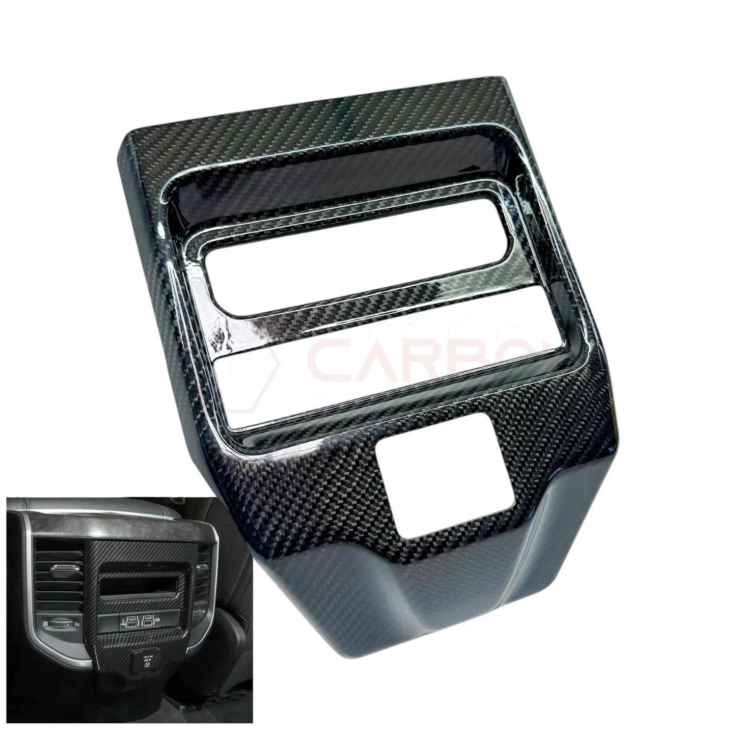 2019+ RAM 1500/TRX Interior Rear AC Vent Center Trim Real Carbon Fiber Cover