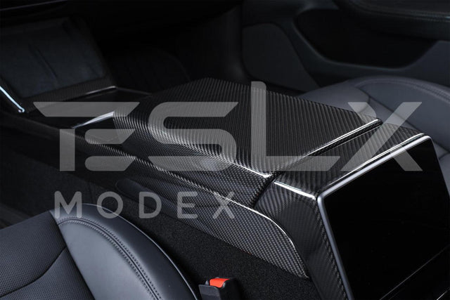 2020-Up Tesla Model 3 & Y Carbon Fiber Interior Center Armrest Cover