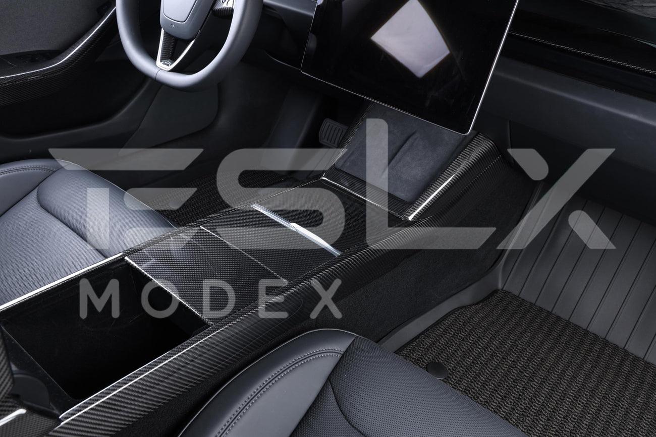 2024-Up Tesla Model 3 Carbon Fiber Interior Central Storage Box Cover