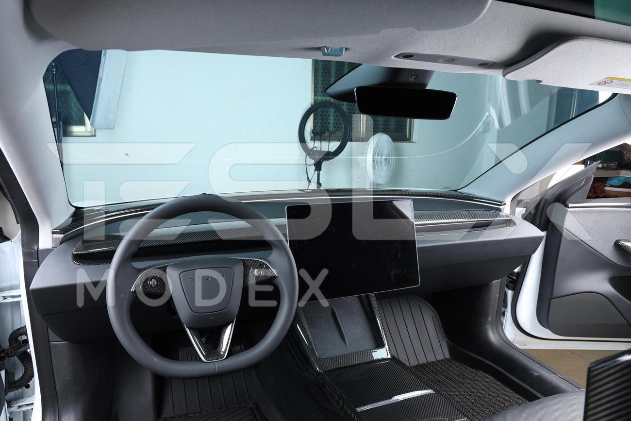 2024-Up Tesla Model 3 Carbon Fiber Interior Front Dashboard Cover