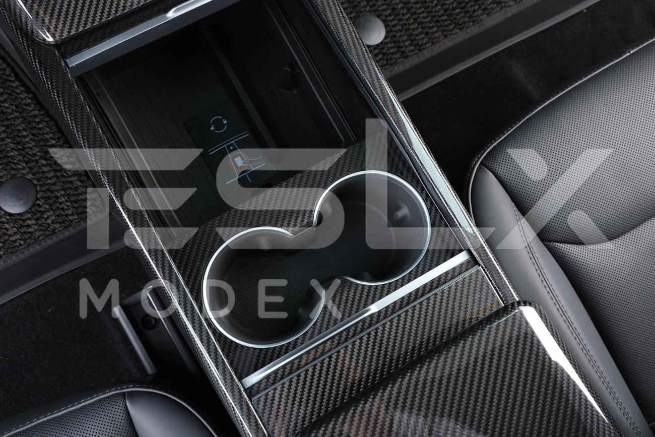 2024-Up Tesla Model 3 Carbon Fiber Interior Water Cup Frame