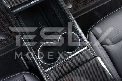 2024-Up Tesla Model 3 Carbon Fiber Interior Water Cup Frame