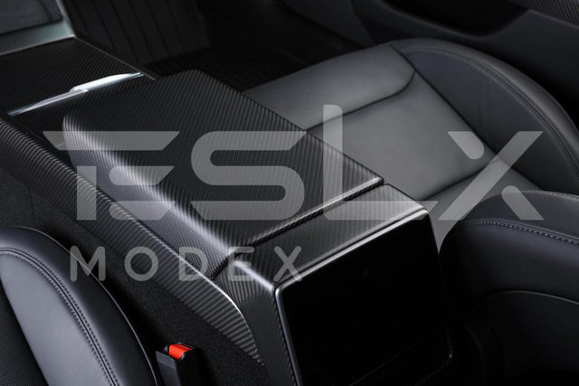 2020-Up Tesla Model 3 & Y Carbon Fiber Interior Center Armrest Cover